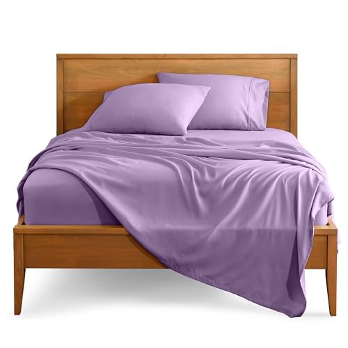 Bare Home Queen Sheet Set - 1800 Ultra-Soft Microfiber Bed Sheets - Double Brushed Breathable Bedding - Hypoallergenic - Wrinkle Resistant - Deep Pocket (Queen, Lavender)