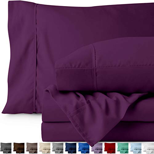 Book Cover Bare Home Kids Twin Sheet Set - 1800 Ultra-Soft Microfiber Bed Sheets - Double Brushed Breathable Bedding - Hypoallergenic - Wrinkle Resistant - Deep Pocket (Twin, Plum)