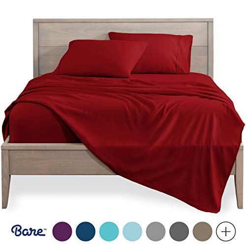 Book Cover Bare Home Full Sheet Set - Kids Size - 1800 Ultra-Soft Microfiber Bed Sheets - Double Brushed Breathable Bedding - Hypoallergenic - Wrinkle Resistant - Deep Pocket (Full, Red)