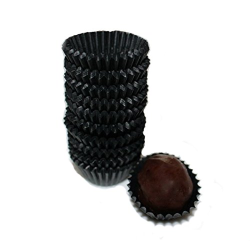 Pastry Chef's Boutique Glassine Chocolate Black Paper Candy Cups No.4-1''x3/4'' - Black - 200pcs