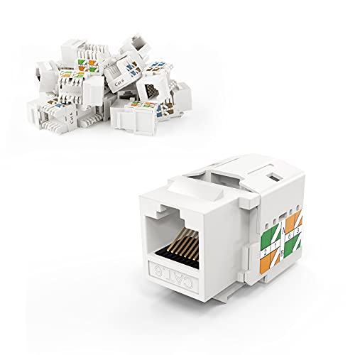 CableCreation 20-Pack Cat6 RJ45 Keystone Jack Module Connector Network Coupler Ethernet Wall Jack, White