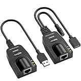 WEme USB 2.0 Extender to RJ45 Over Cat5E,6,7 Connection up to 100 Meter 328 Ft Ethernet Extention Cable Type A Male to A Female with 5V2A Power Adapter