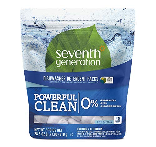Book Cover Seventh Generation Fragrance Free Dishwasher Detergent Pack, 45Count, 2 Pack
