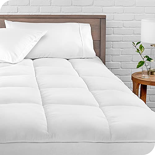 Book Cover Bare Home Pillow-Top Twin Extra Long Mattress Pad - Premium Goose Down Alternative - Overfilled Microplush Reversible Top - Super-Soft Mattress Topper (Twin XL/Twin Extra Long)