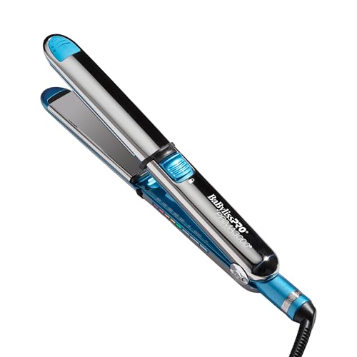 BabylissPRO Nano Titanium Prima Ionic Hair Straightener, Curl and Straighten Hair With One Professional Tool, Blue