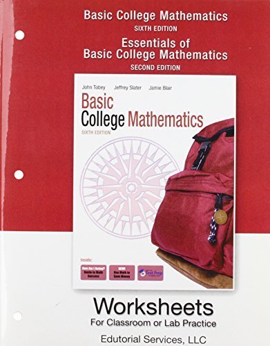 Worksheets for Classroom or Lab Practice for Basic College Mathematics by John Tobey Jr. (2008-10-06)