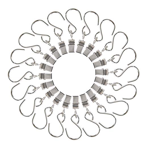 KUUQA 20 Pack Stainless Steel Curtain Clip String Party Light Hanger Hanging Clamp Hooks Hanger Clips Outdoor Activities Wire-Party Supplies(20 Pack)