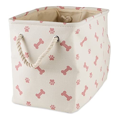 Bone Dry Pet Storage Collection Paw and Bone Print, Small Rectangle, 14x8x9", Rose