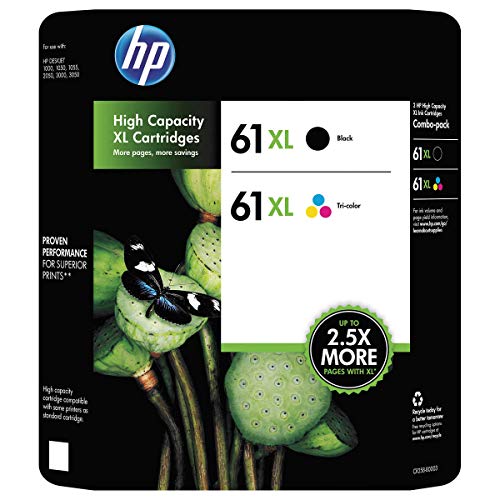 Book Cover HP 61XL High Yield Original Ink Cartridge, Black/Tri-Color, 2 Pack, 480 Page Yield