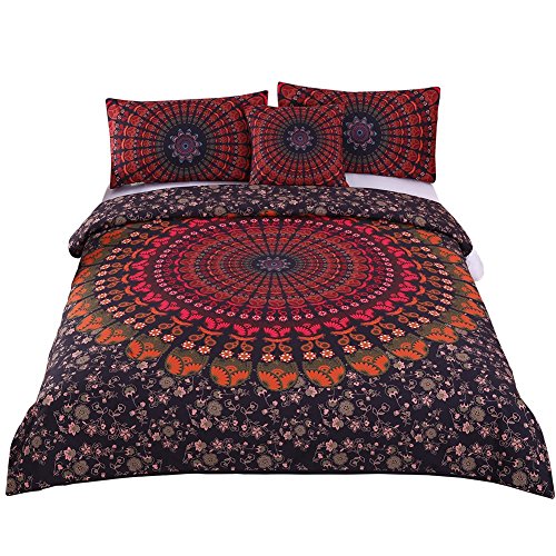 Book Cover Sleepwish 4 Pcs Bohemian Bedding Sets Full Bedspread Comforter Cover Set Hippie Bed Covers Boho Chic Red Bedspread