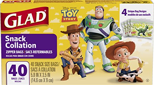 Book Cover Glad Food Storage Bags, Snack Size Zipper Bags, Toy Story, 40 Count