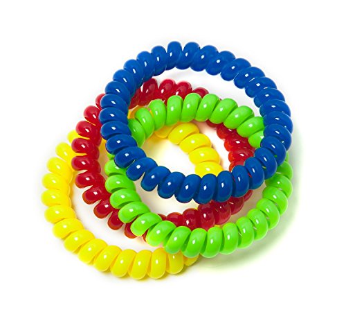 Book Cover Chewable Jewelry Large Coil Bracelet - Fun Sensory Motor Aid - Speech and Communication Aid - Great for Autism and Sensory-Focused Kids 4 Pack 4 Colors