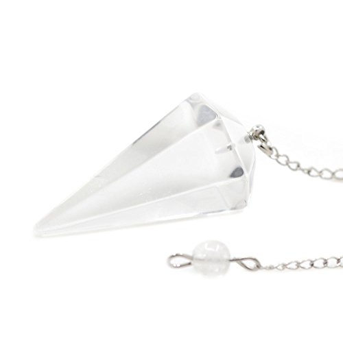 Natural Clear Quartz Gemstone Rock Crystal Hexagonal Pointed Reiki Chakra Pendant Pendulum