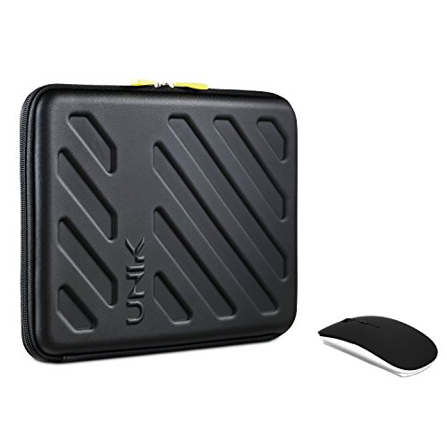 Unik Case - 2 in 1 Bundle Black Gauntlet Armor EVA Hard Shell Universal Zipper Case with Black USB Optical Mouse for All 13" 13-Inch Laptop/Apple Macbook/Surface Pro/Razor Stealth/Ultrabook/Chromebook