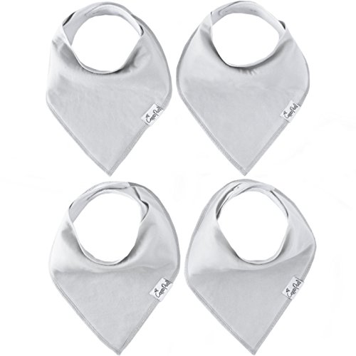 Baby Bandana Drool Bibs for Drooling and Teething 4 Pack Gift Set"Gray Basics"by Copper Pearl, Soft Set of Cloth Bandana Bibs for Any Baby Girl or Boy, Cute Registry Ideas for Baby Shower Gifts