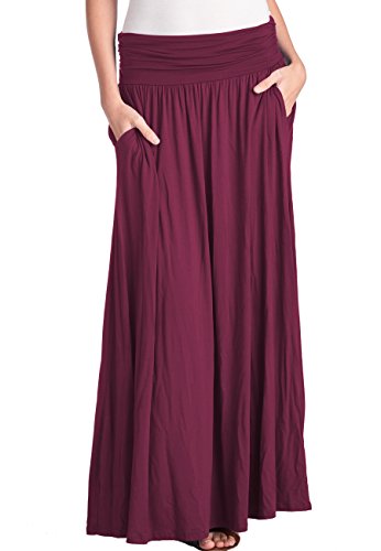 TRENDY UNITED Women's High Waist Fold Over Pocket Shirring Skirt