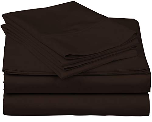 Book Cover Pure Egyptian King Size Cotton Bed Sheets Set (King, 1000 Thread Count) Dark Brown Bedding and Pillow Cases (4 Pc) â€“ Egyptian Cotton Sheets King Size Bed- Sateen Sheets - 18â€ Deep Pocket King Sheets