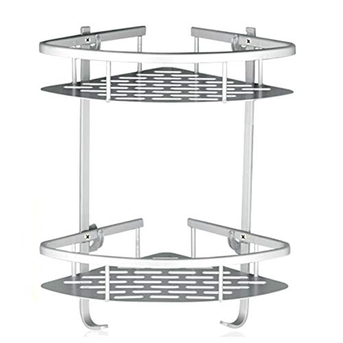 Lancher Bathroom Shelf ( No Drilling ) Durable Aluminum 2 Tiers Shower Shelf Kitchen Storage Basket Adhesive Suction Corner Shelves Shower Caddy