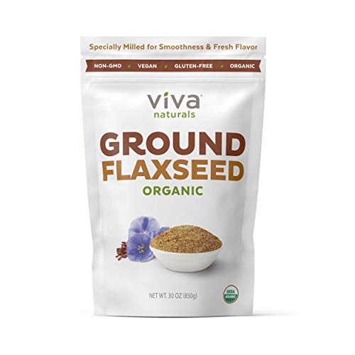 Book Cover Viva Naturals Organic Ground Flax Seed, 30 oz - Specially Cold-milled Using Proprietary Technology for Optimal Smoothness and Freshness