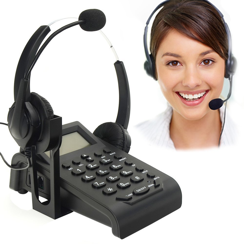 BizoeRade Call Centers Corded Phone with Noise Cancelling Headphones with Binaural Headset Caller ID Display