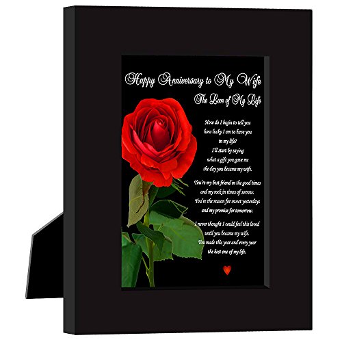 Happy Anniversary To My Wife "The Love of My Life" Love Poem Card in Black Frame