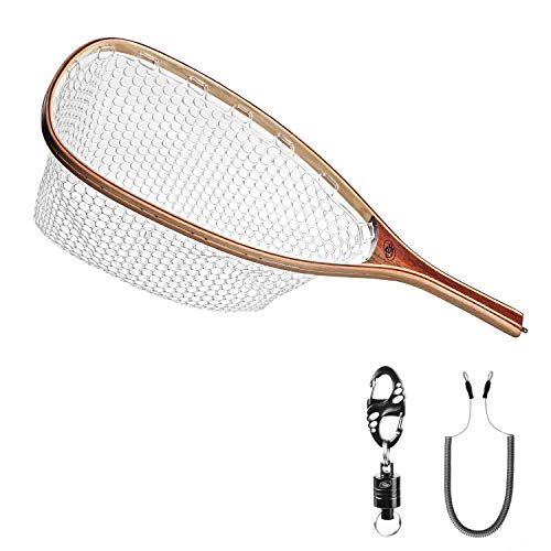 Book Cover SF Fly Fishing Landing Soft Rubber Mesh Trout Catch and Release Net with Black Magnetic Net Release Combo Kit
