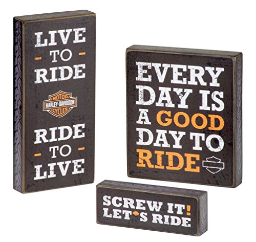 Harley-Davidson Wooden Harley Motto Pub Signs, Set of Three, Black HDL-15316