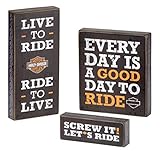 Harley-Davidson Wooden Harley Motto Pub Signs, Set of Three, Black HDL-15316