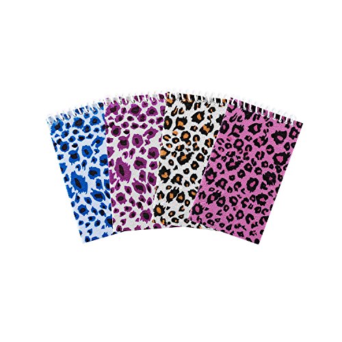 Multi-Color Assorted Plush Felt Animal Tiger Cheetah Print Design Spiral Bound Notebook Pads for Children Classroom, Party Favors, Note Paper (12 Pack)