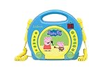 LEXIBOOK Peppa Pig Georges CD Player for Kids with 2 Toy Microphones, Headphones Jack, Blue, RCDK100PP