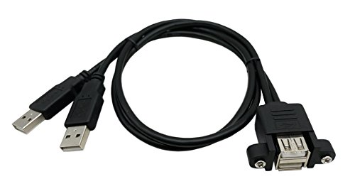 CERRXIAN LEMENG Dual USB 2.0 Male to Female Extension Cable 50cm with Screw Panel Mount Holes