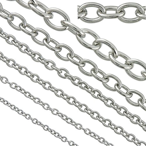 Book Cover 16.5ft 6mm Width Stainless Steel Rolo Cable Chains Findings Fit for Jewelry Making &DIY (SC-1027-E)