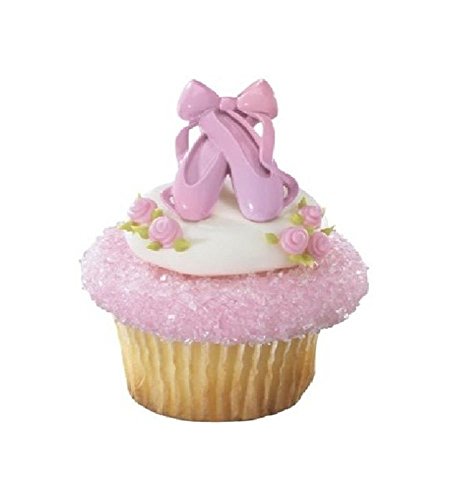 Dance Ballerina Ballet Slippers Pink (24) Cupcake Topper Favor Decor Rings