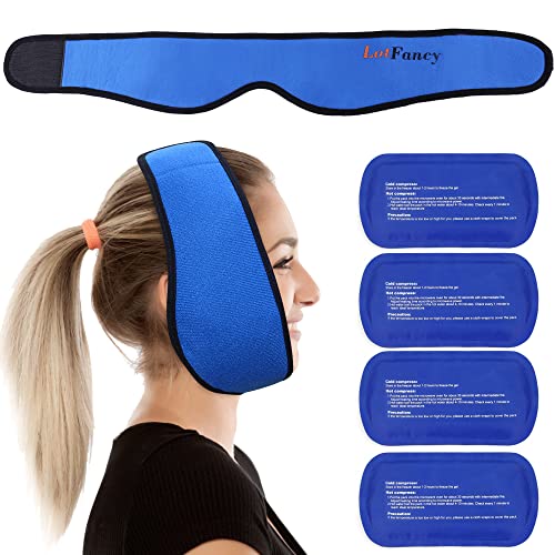 LotFancy Gel Ice Pack with Wrap, Reusable Hot Cold Pack for Therapy, Pain Relief for TMJ, Wisdom Teeth, Face, Head, Chin Jaw Oral and Facial Surgery, Dental Implants