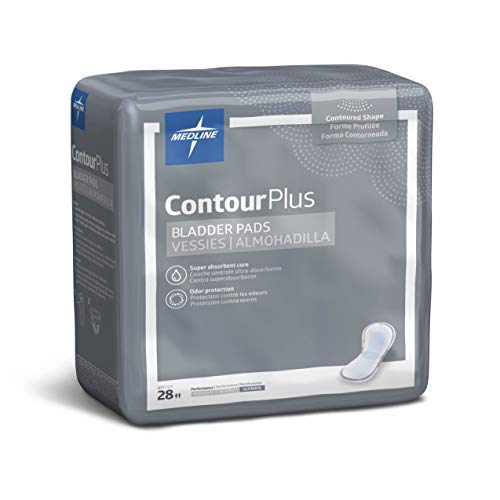 Medline Contour Plus Bladder Control Incontinence Pads, Ultimate Absorbency, 8 x 17 (Pack of 168)