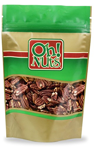Book Cover Pecans Dry Roasted Unsalted | Kosher, Oil-Free, All Natural Pecans | For Baking, Snacks, Salad, Dressing | Packed in 2 LB Resealable Bulk Bag | Oh! Nuts