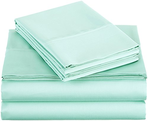 Amazon Basics 400 Thread Count Sheet Set, Full, Seafoam Green