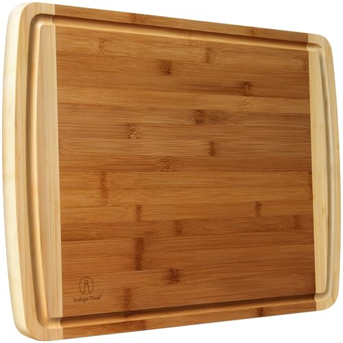 Extra Large Bamboo Cutting Board for Kitchen with Juice Groove - 17.5 x 13.5 x 0.75 inch