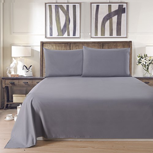 Book Cover Lullabi Linen 100% Brushed Soft Microfiber Bed Sheet Set, Fitted & Flat Sheet & Pillowcases, Cozy Comfortable, Wrinkle, Fade, Stain Resistant, Deep Pockets (Queen, Gray)