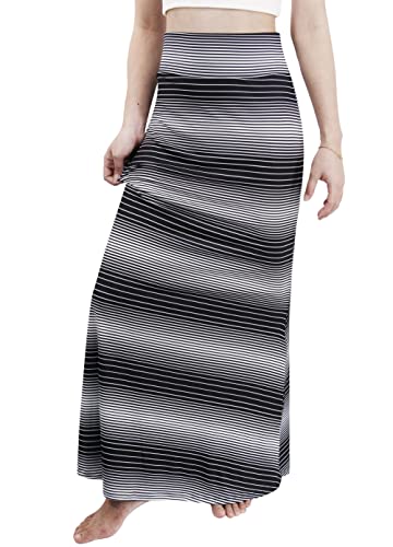 Novias Women Casual High Waist Beach Floral Print Maxi Long Fold Over Pencil Skirt