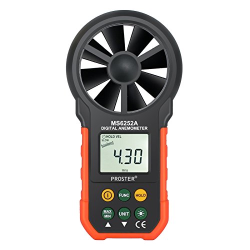 Proster Anemometer Portable Wind Speed Meter Gauge Air Volume Measuring Meter with Backlight for Weather Data Collection and Outdoors Sports Windsurfing Kite Flying Sailing