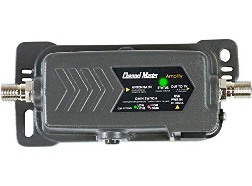 Channel Master CM-7777HD Amplify Adjustable Gain TV Antenna Preamplifier with LTE Filter | Indoor/Outdoor