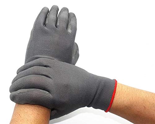 Skytree 7 Pairs Pack, Men's Work Gloves, Gardening Gloves, Comfort Flex Coated, Light Weight, Breathable Nylon Shell, Men's Large Size, (Grey)