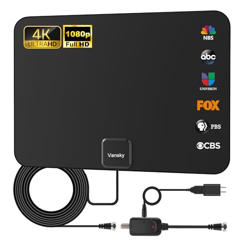 Tv Antenna Indoor, Digital Amplified Indoor HDTV Antenna, 1080p VHF UHF Television Local Channels Detachable Signal Amplifier and 16.5ft Longer Coax Cable