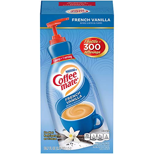 Book Cover Nestle Coffee mate Coffee Creamer, French Vanilla, Concentrated Liquid Pump Bottle, Non Dairy, No Refrigeration, 50.7 Ounces