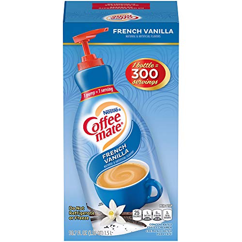 Nestle Coffee mate Coffee Creamer, French Vanilla, Concentrated Liquid Pump Bottle, Non Dairy, No Refrigeration, 50.7 Ounces