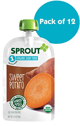 Sprout Organic Stage 1 Baby Food Pouches, Sweet Potato, 3.5 Ounce (Pack of 12)