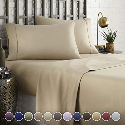Book Cover HC COLLECTION Hotel Luxury Comfort Bed Sheets Set, 1800 Series Bedding Set, Deep Pockets, Wrinkle & Fade Resistant, Hypoallergenic Sheet & Pillow Case Set(Full, Taupe)