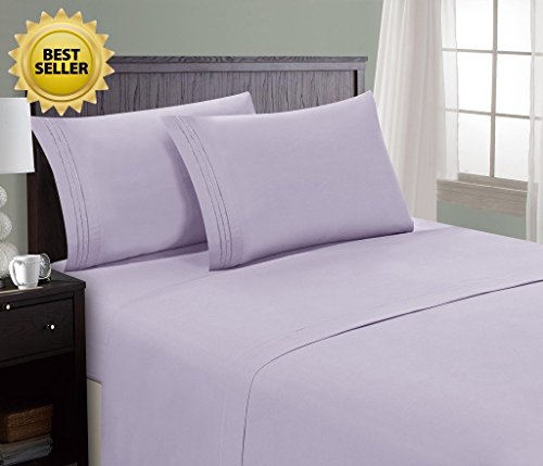 HC COLLECTION 1800 Series Microfiber Sheet & Pillow Case Set(Queen, Lavender)