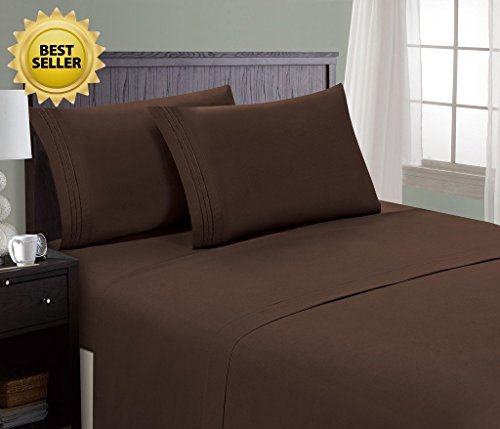 Book Cover HC COLLECTION 1800 Series Microfiber Sheet & Pillow Case Set(King, Brown)